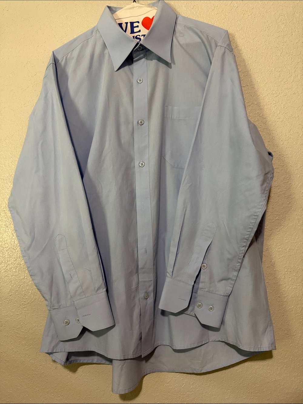 Men's Light Blue Dress Shirt with Point Collar